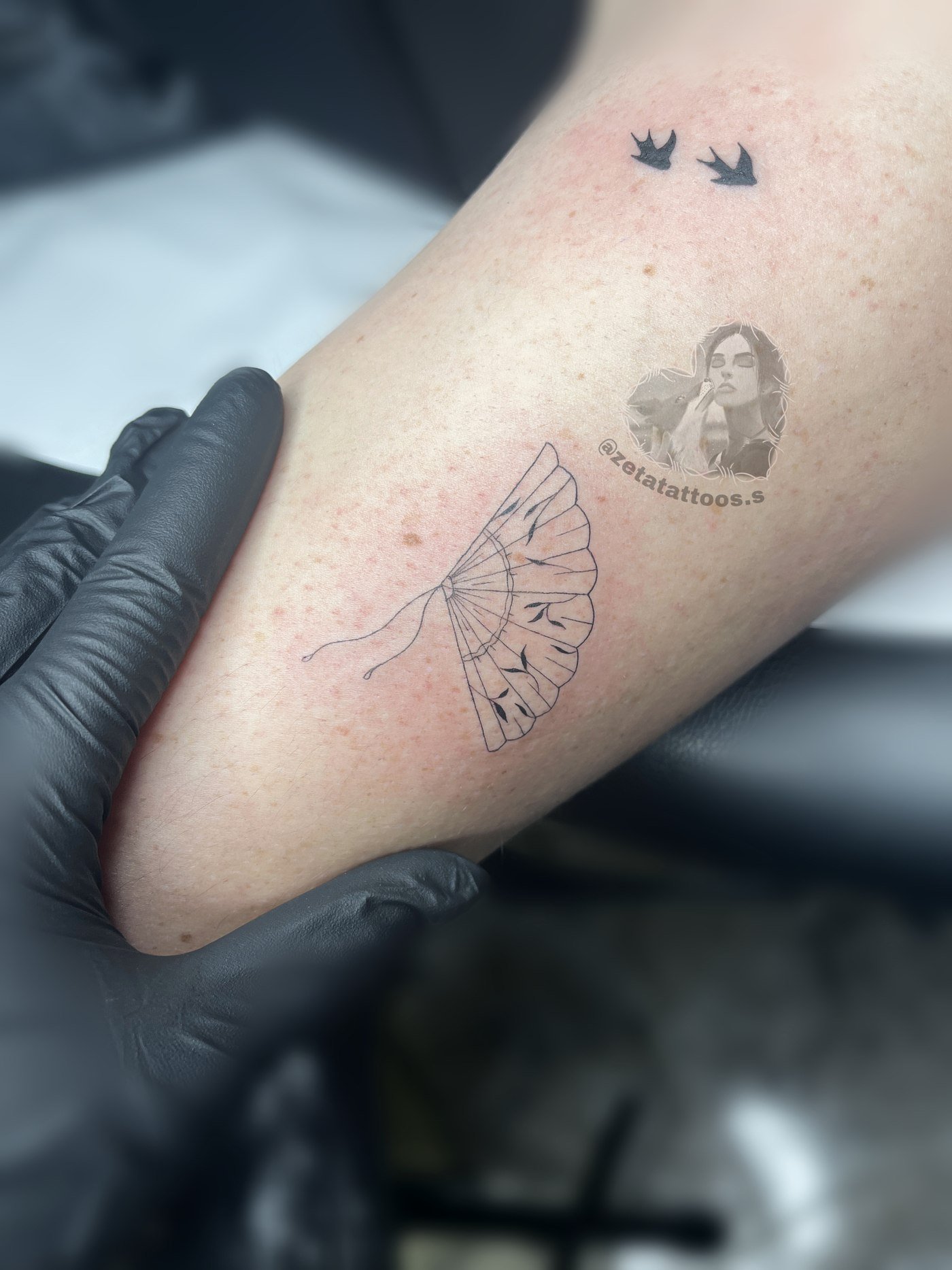 Golondrinas y abanico